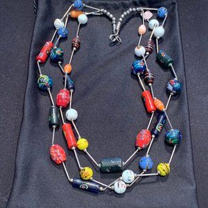 Sterling Silver and Glass Bead Necklace